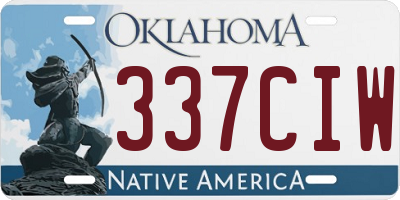 OK license plate 337CIW