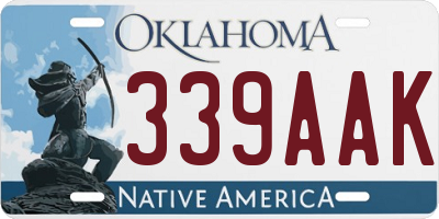 OK license plate 339AAK