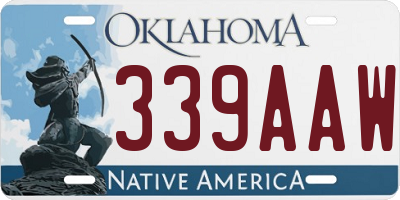 OK license plate 339AAW