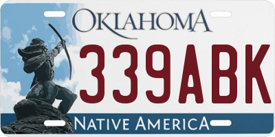 OK license plate 339ABK