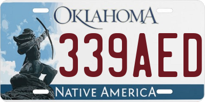 OK license plate 339AED