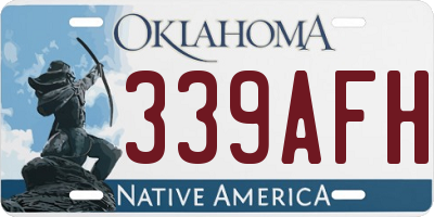 OK license plate 339AFH