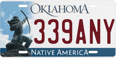 OK license plate 339ANY