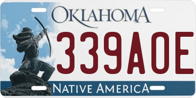 OK license plate 339AOE