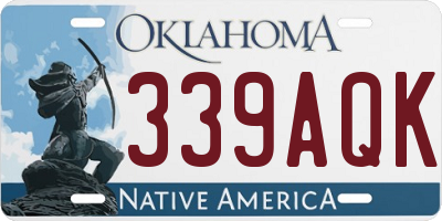 OK license plate 339AQK