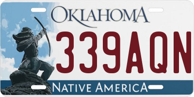 OK license plate 339AQN