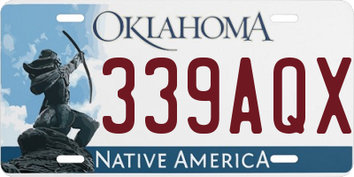 OK license plate 339AQX