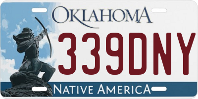 OK license plate 339DNY