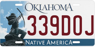 OK license plate 339DOJ
