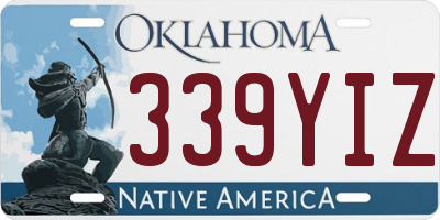 OK license plate 339YIZ