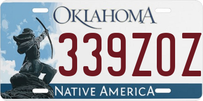 OK license plate 339ZOZ