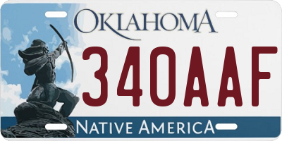 OK license plate 340AAF