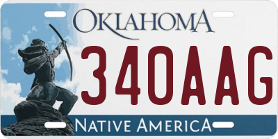 OK license plate 340AAG