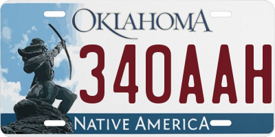 OK license plate 340AAH