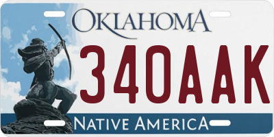 OK license plate 340AAK