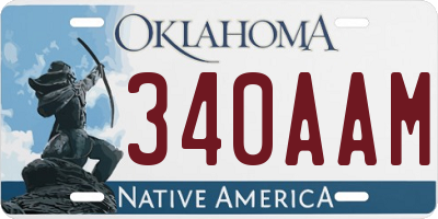 OK license plate 340AAM
