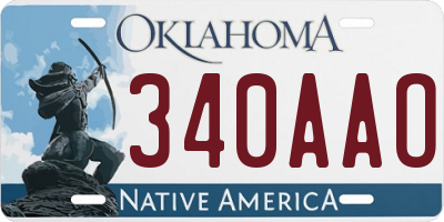 OK license plate 340AAO