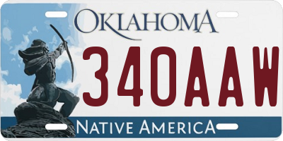 OK license plate 340AAW