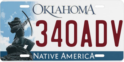 OK license plate 340ADV