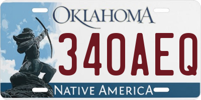 OK license plate 340AEQ