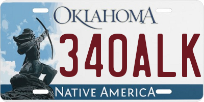 OK license plate 340ALK