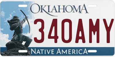 OK license plate 340AMY