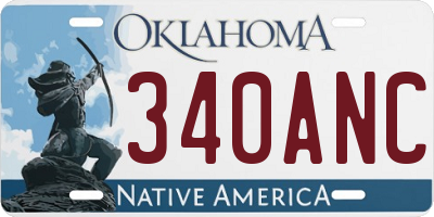 OK license plate 340ANC