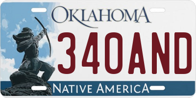 OK license plate 340AND