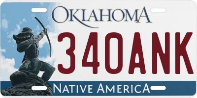 OK license plate 340ANK