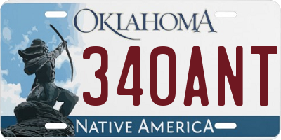 OK license plate 340ANT