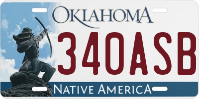 OK license plate 340ASB