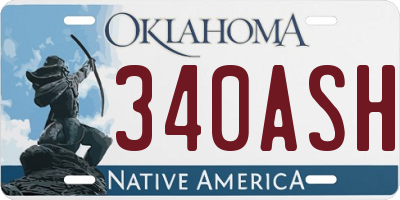 OK license plate 340ASH