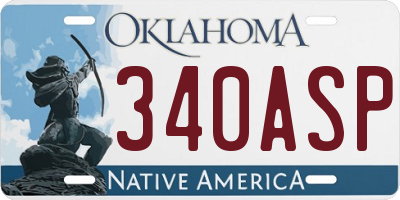 OK license plate 340ASP