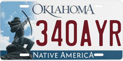 OK license plate 340AYR