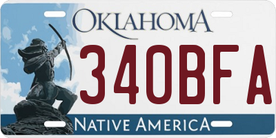 OK license plate 340BFA