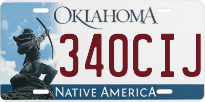 OK license plate 340CIJ