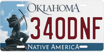 OK license plate 340DNF