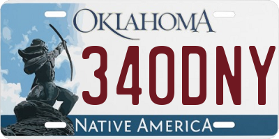 OK license plate 340DNY