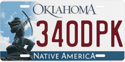 OK license plate 340DPK