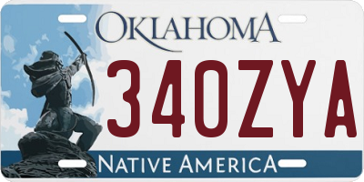 OK license plate 340ZYA