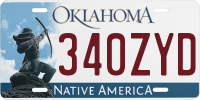 OK license plate 340ZYD