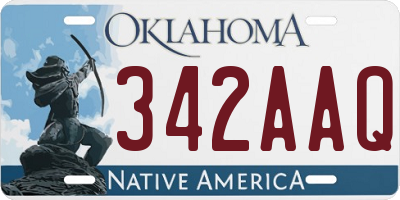 OK license plate 342AAQ
