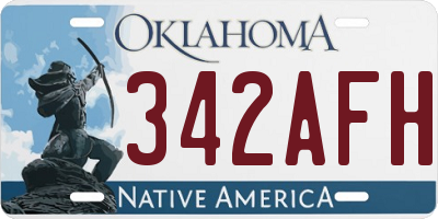 OK license plate 342AFH