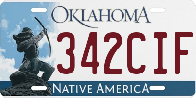 OK license plate 342CIF