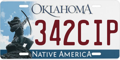 OK license plate 342CIP