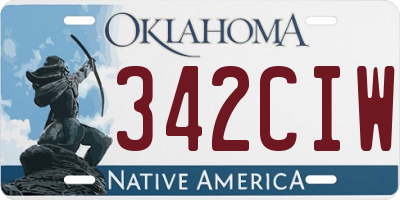 OK license plate 342CIW