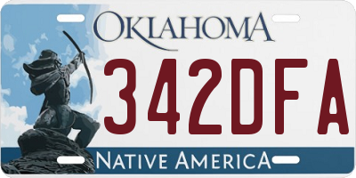 OK license plate 342DFA