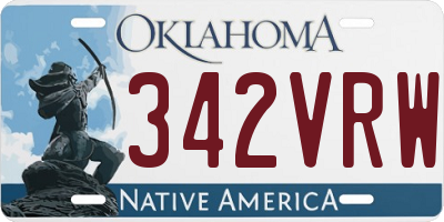 OK license plate 342VRW