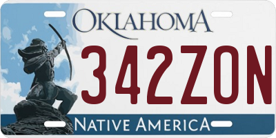OK license plate 342ZON