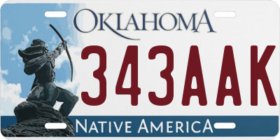 OK license plate 343AAK